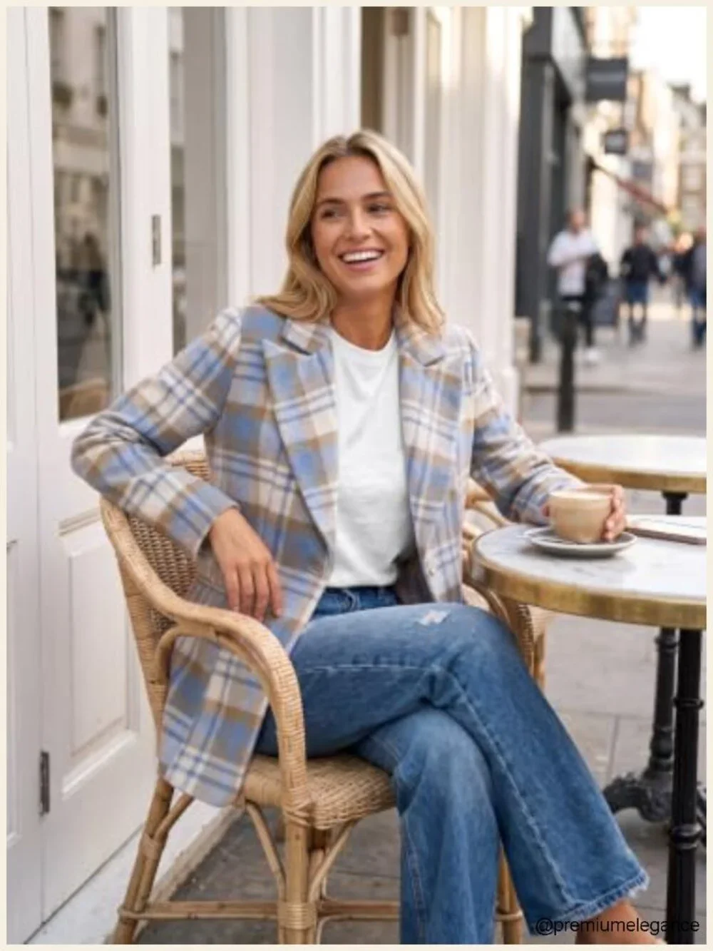 Wool Blend Flannel Plaid Blazer Jacket, Slim Fit Long Sleeve Business Casual